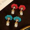 Retro Chinese Hairpin Flower Earrings with Vintage Style and Irregular Pearl Pendant