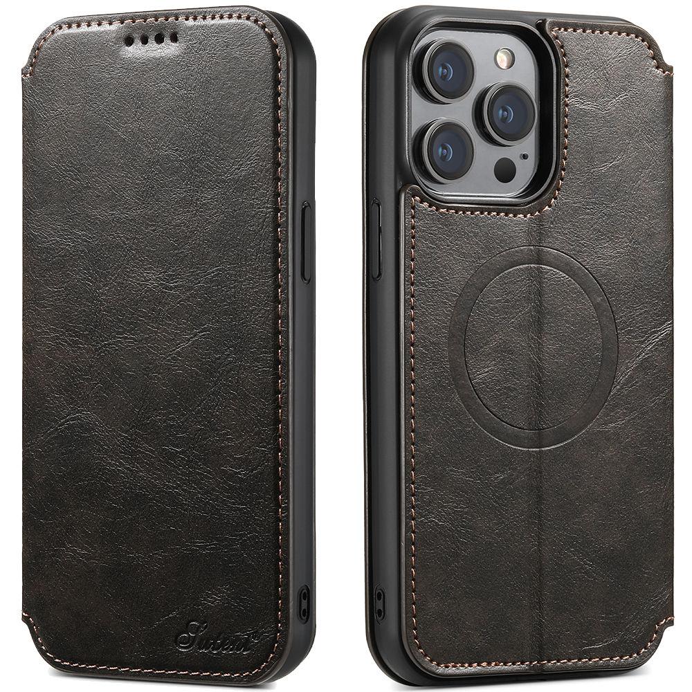 for iPhone 15 14 13 12 Pro Max Wallet Case [Compatible with Mag-Safe] Magnetic Leather Flip Cover Kickstand and Card Holder