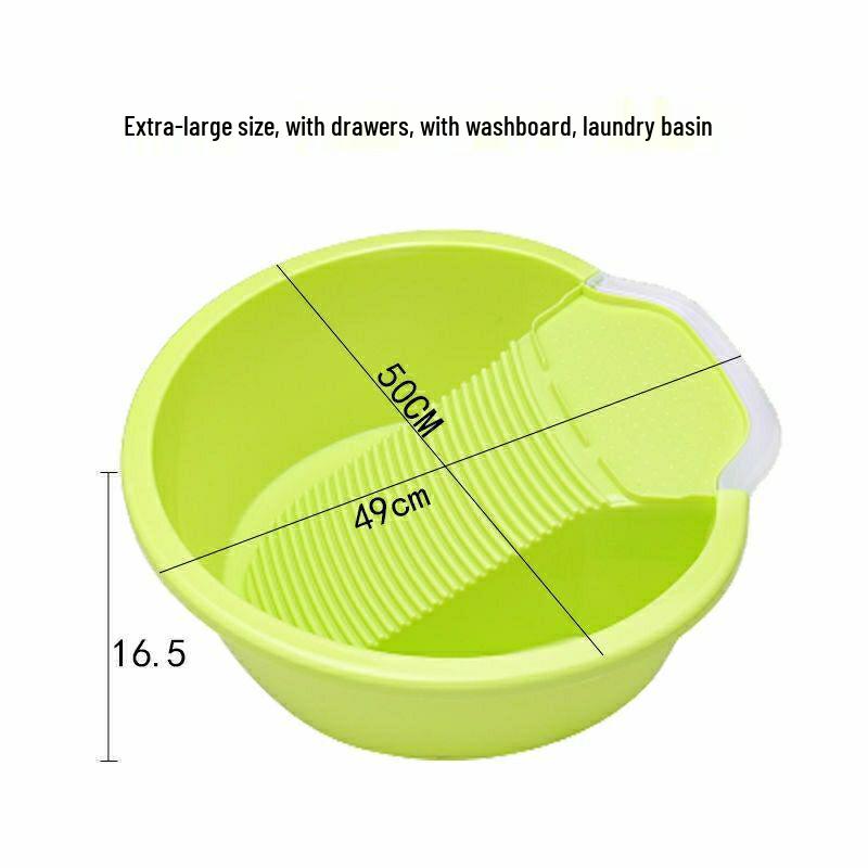 Thickened Plastic Washbasin with Washboard for Laundry and Baby Clothes