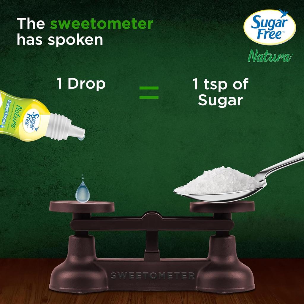 Sugar Free Natura Drops 10 Ml | Zero Calorie Sweetener | Sucralose Based Sugar Substitute | Heat Stable for Cooking Baking Beverages