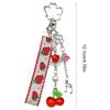 Strawberry Cherrys Ribbon Flower Keychain Charm Colorful Keyring for Women and Girls Bag Accessories Purse Decoration