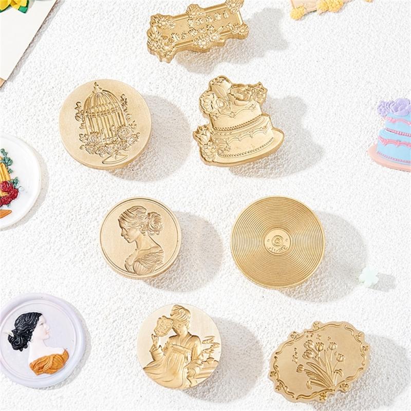Emboss Wax Seal Stamp Head Removable Sealing Brass Stamp Head for Gifts Envelopes Invitations Greeting Cards Decorations
