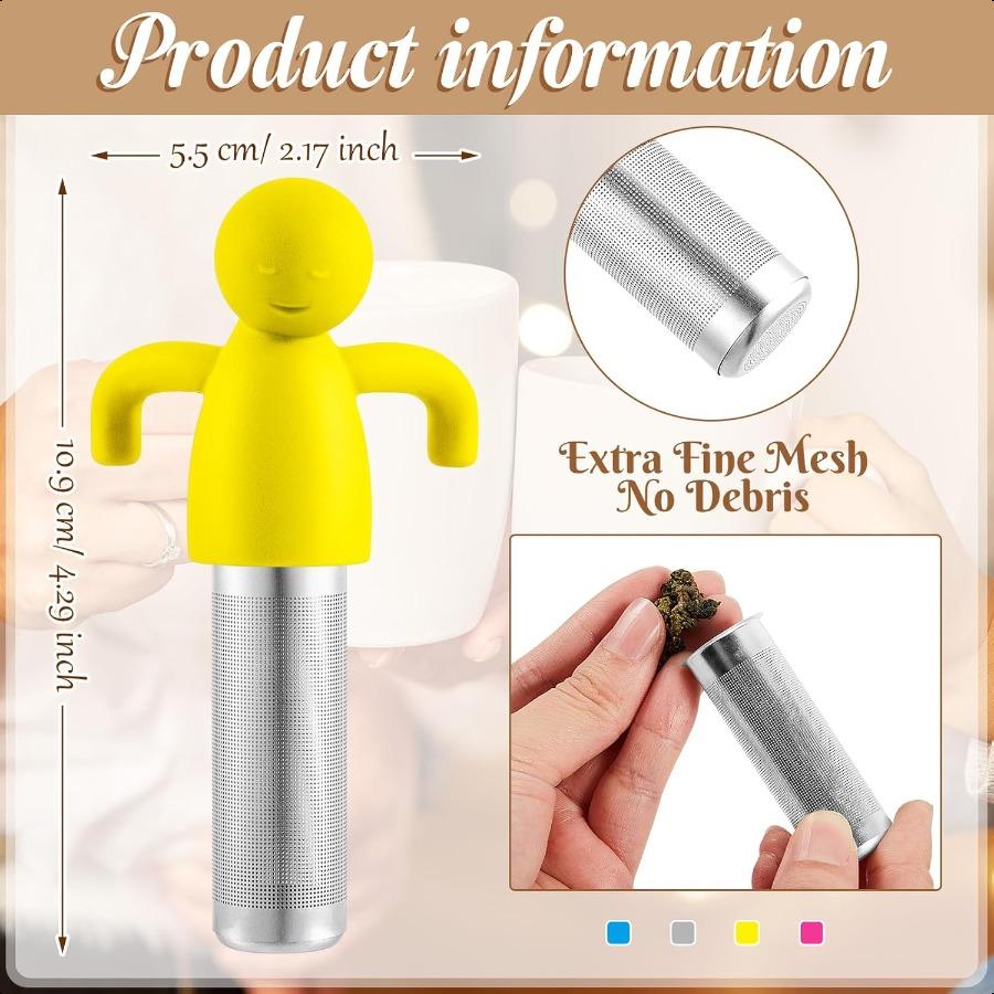 4 Pieces Tea Infuser for Loose Tea Cute Fine Mesh Tea Strainer Stainless Steel Tea Filter Ball Tea Diffuser Steeper for Teacups