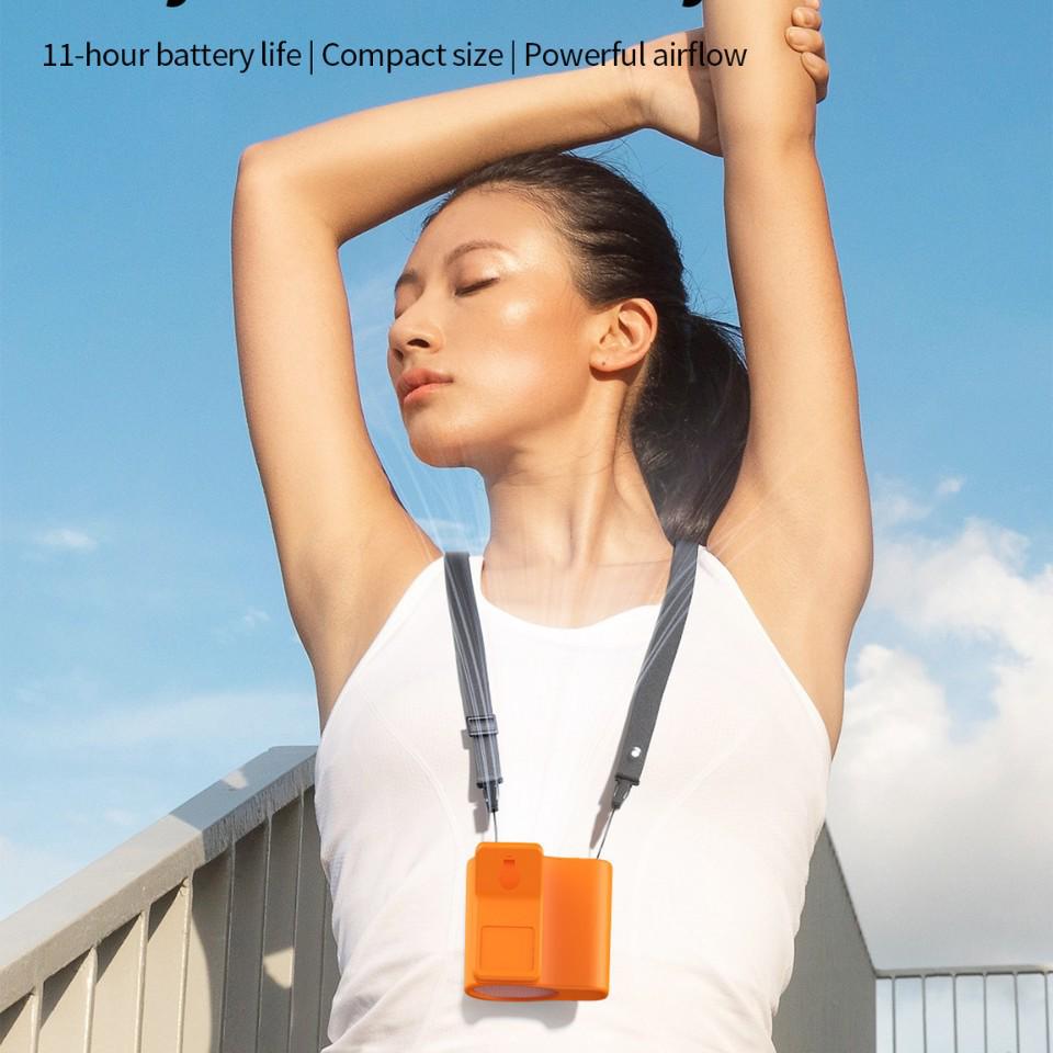 Portable USB Waist Fan with Digital Display - Large Capacity, Versatile, Mini Outdoor Neck-Hanging Design