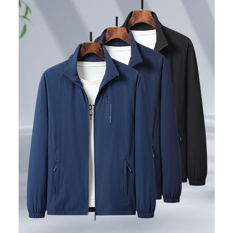 Prodyšná strečová jarní bunda pro muže Lehká volný střih pro muže středního věku sportovní větrovka podzim
