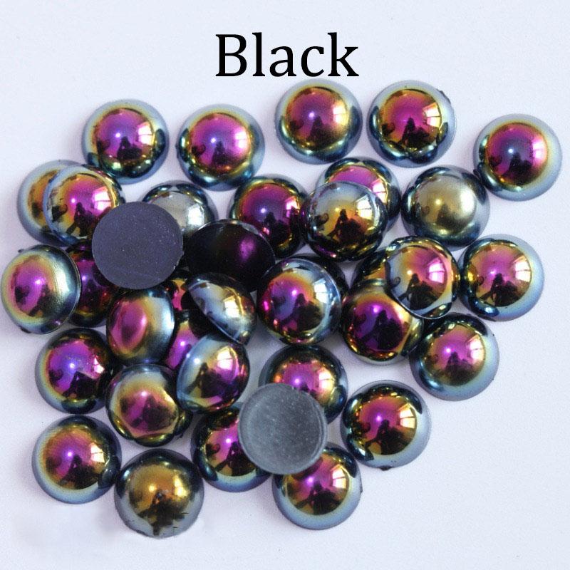 

50-500Pcs ABS Imitation Pearl Beads Flat Back 2-14 mm AB Colors Cabochon Half Round Bead Scrapbook Decoration DIY Accessories 2mm x500pcs чёрный