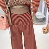 New Women Knitted Striped Cardigan Jacket Tank Pants 3 Pieces Clothing Set Knitting Sweater Suits
