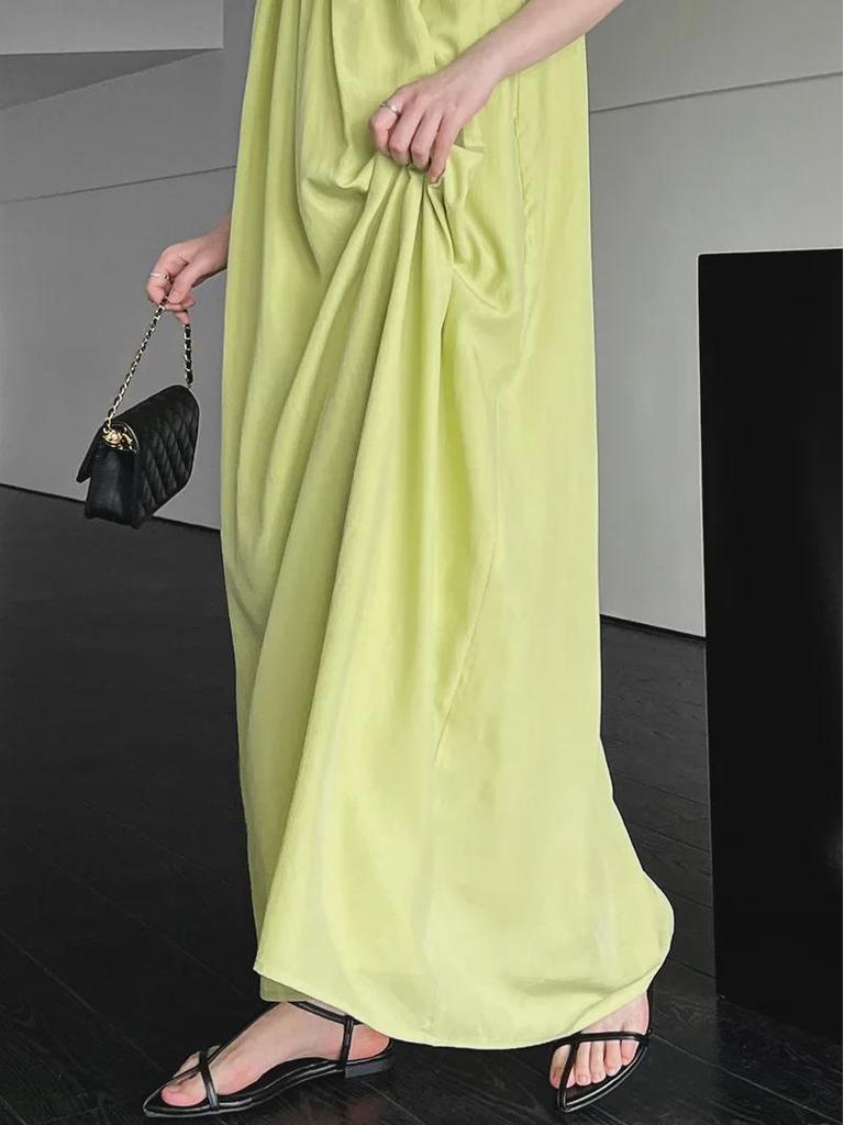 Luxi Tencel Tek Omuz Fırfırlı Tüp Elbise - Kore Stili