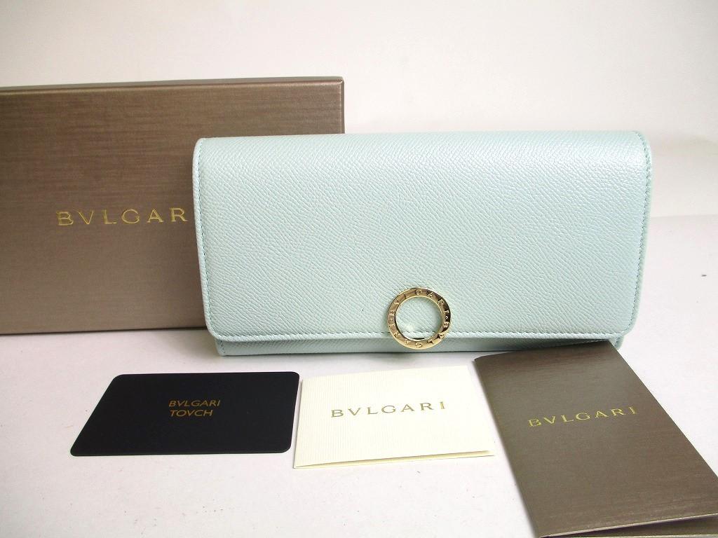 Authentic BVLGARI Light Leather Light Gold H/W Flap Long Wallet #a382  Refurbished