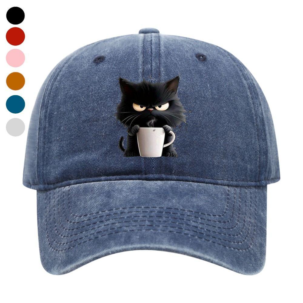 Embroidery Cat Baseball Cap Cool Cat Adjustable Feral Trucker Hat Lightweight Breathable Duck Tongue Hat Unisex Styles