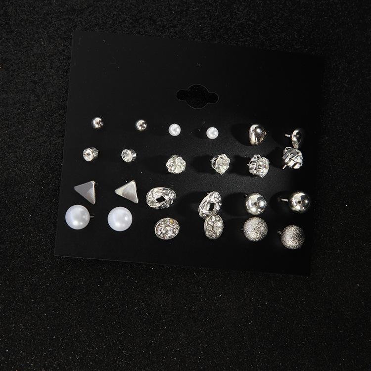 

Комплект из европейских и американских металлических сережек, 12 пар квадратных циркониевых сережек, бриллиантовые серьги в форме сердца