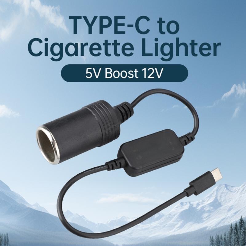 Convert USB Type C to 12V Cigarettes Lighter Adapter Cable USB Type C To 12V Adapter Cable For Car Fan, LED Lights