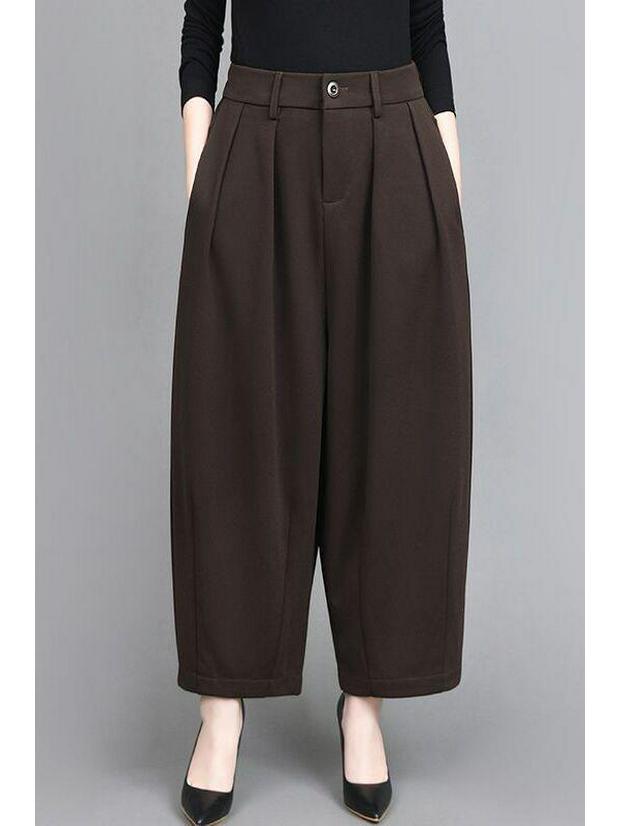 Women's Retro High Waist Elastic Lantern Pants - Temperament Slimming Casual Dad Trousers