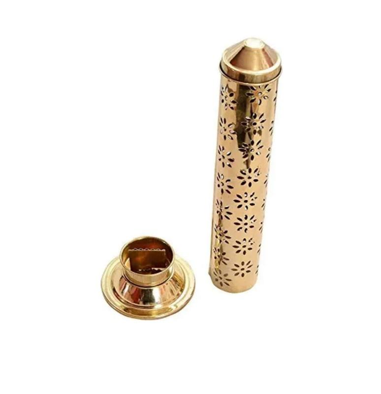 TreegoArt Ottone Portaincenso Agarbatti Portabastoncini d'Incenso Dhoop Bruciatore per Incenso per Casa e Tempio - Altezza 9 Pollici (circa)
