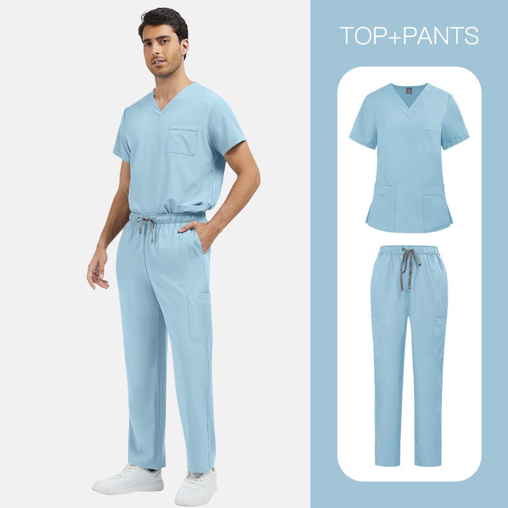 Unisex Quick-drying V-neck Scrub Suit for Nurses