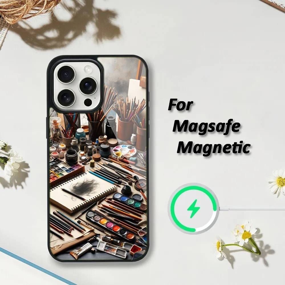 

Watercolors Set Paint Palette Phone Case For iPhone 17,16,15,14,13,12,11,Plus,Pro,Max,Mini Magsafe Magnetic Wireless Charging iPhone15Plus