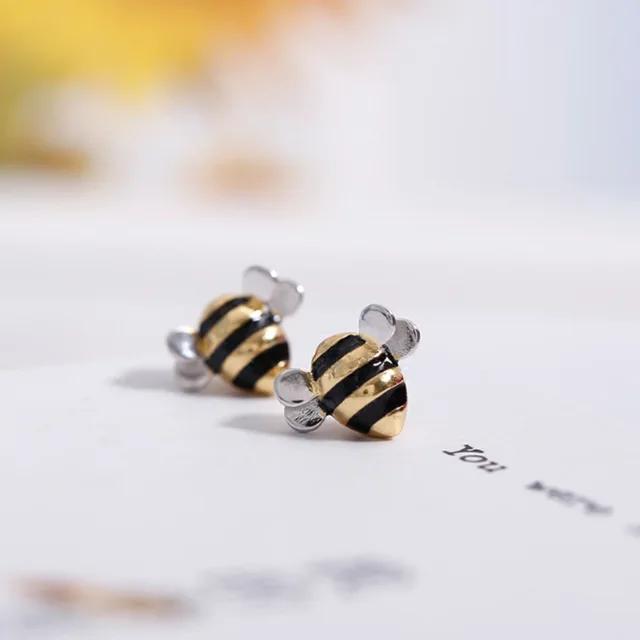 925 Sterling Silver Animals Bee Stud Earrings For Women Kids Prevent Allergy Pendientes Pendientes Plata De Ley 925 Mujer
