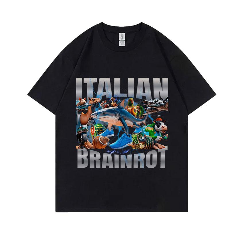 Hot Sale Italian Brainrot Funny Meme T Shirt Tralalero Tralala Tung Tung Tung Sahur Brr Brr Patapim Bombardiro Crocodilo T-shirt