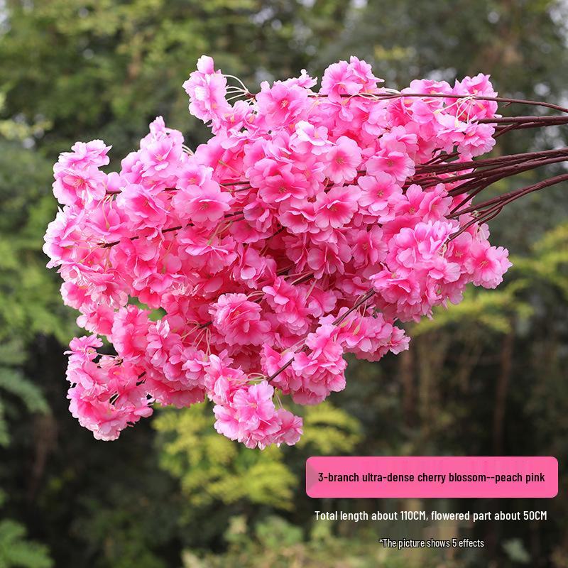 Silk Cherry Blossom Branch Artificial Vine: Floral Decoration for Weddings and Indoor Spaces