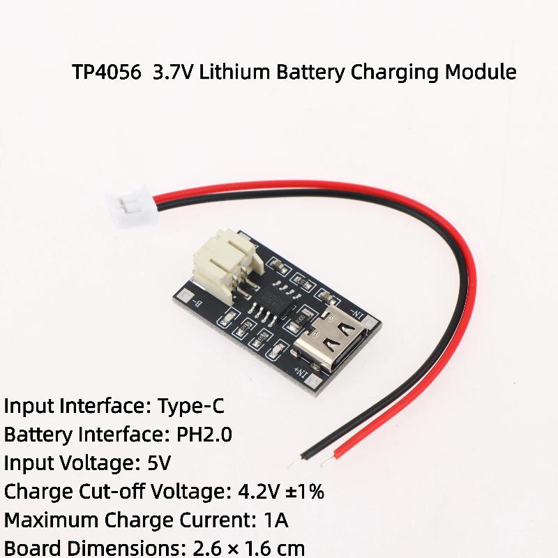 Tp4056 3.7V Lithium Battery Charging Module 1A Type-C Port Ph2.0 Terminal Overcurrent Protection Board
