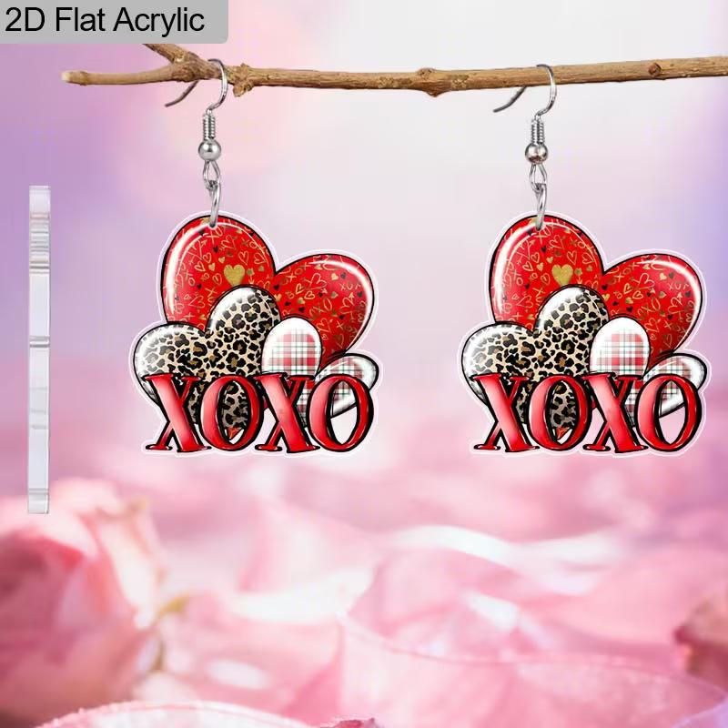 European and American Valentine s Day Festival Gifts Sweet Girl Earrings XOXO Letter 2D Flat Acrylic Love Earrings