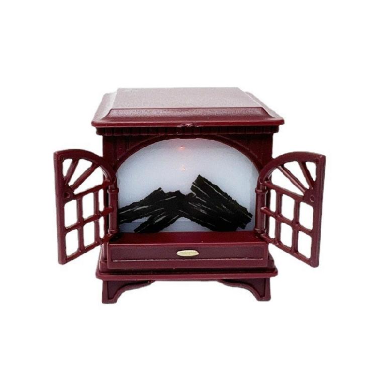 1:12 Scale Dollhouse Fireplace with LED Miniature Furniture Crafts Accessories