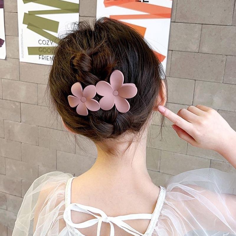 4Pcs Flower Hair Clips  Matte Black Floral Hairpins Hair Claw Clips Non-Slip Hair Clamps Grab Elegant Hair Accessories