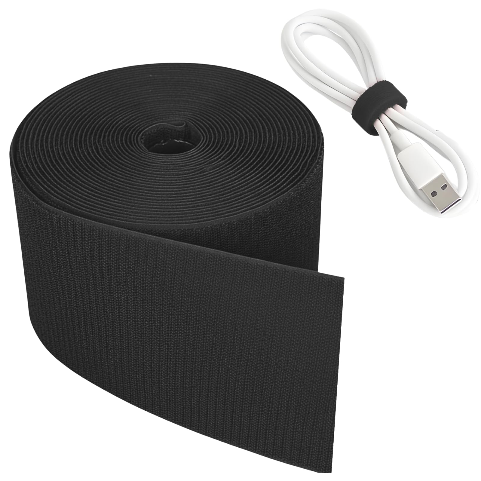 

ideamall Velcro Tape, Hook-and-Loop Fastener, Cable Ties, 6m Roll (Black)