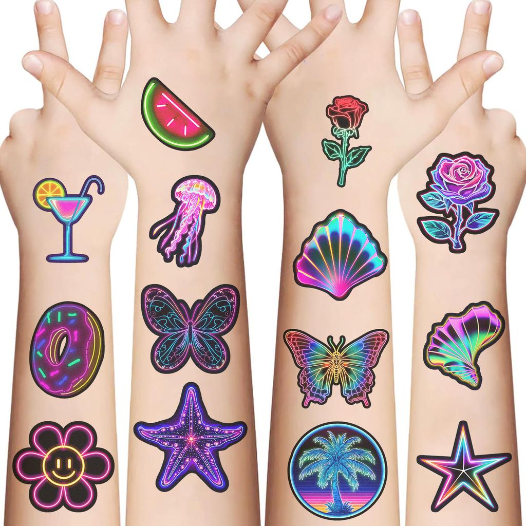 New Neon Luminous Tattoo Stickers Waterproof Party Party Gift Funny Face Stickers