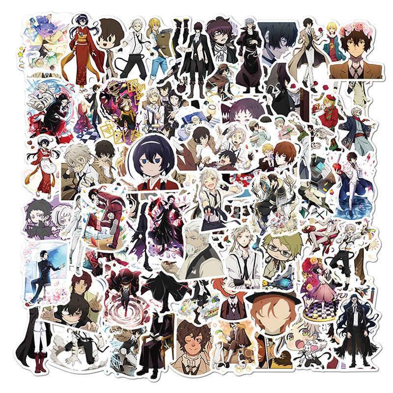 100 stk Bungo Stray Dogs-klistremerker Anime-klistremerke Pvc Grafitti-dekaler koffert