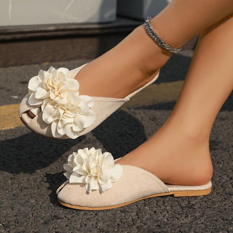 Fairy wind flower French bag head half slippers women's shoes new popular spring and summer lazy temperament cool slippers