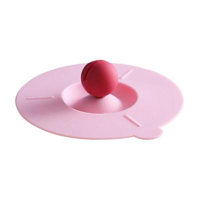Cute Leak Proof Cup Lid Dustproof Silicone Drinks Fresh Cover with Spoon Holder Airtight Seal Reusable  for Bowls Plates