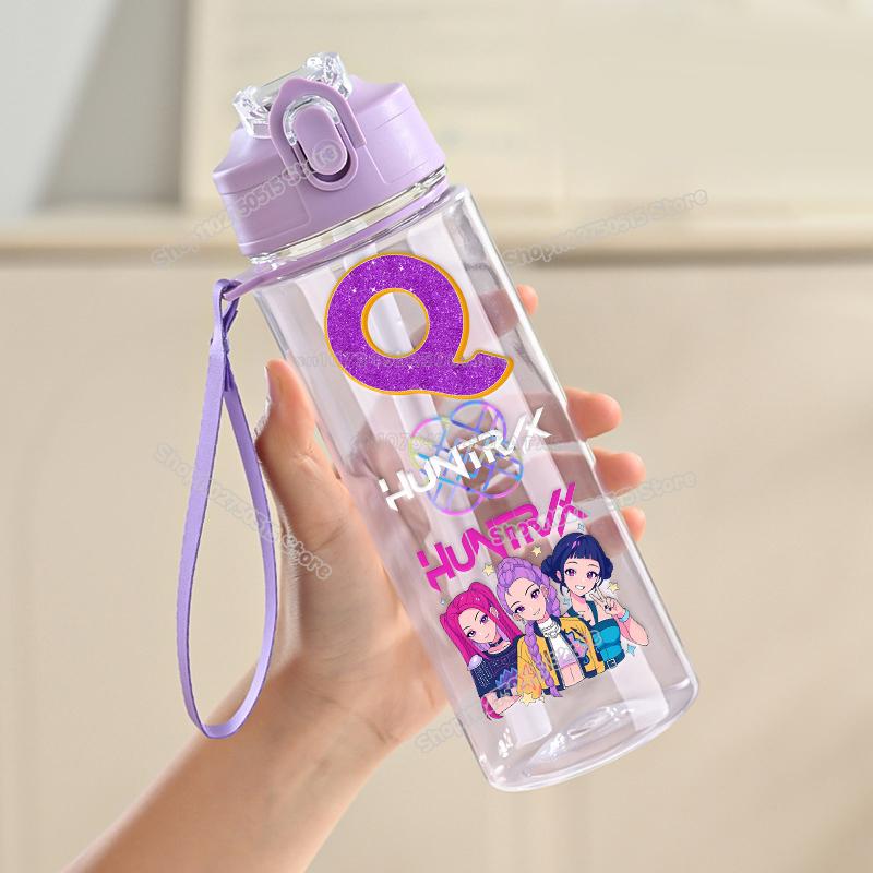 900ml KPop Łowcy Demonów List Butelka na Wodę Rumi Mira Zoey Dziewczęca Szkolna Kubek na Napoje Duża Pojemność Dziecięca Sportowa Outdoorowa Butelka ze Słomką