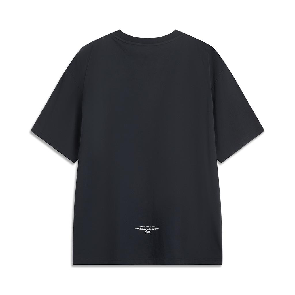 Li Ning Sports Trend Series Letter Round Neck Breathable Versatile Loose Short Sleeve T-Shirt Unisex Tops Deep-Dark-Blue AHSV201-3
