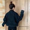 Women's Black Loose Denim Jacket - Korean Style, Short, Versatile for Spring and Autumn