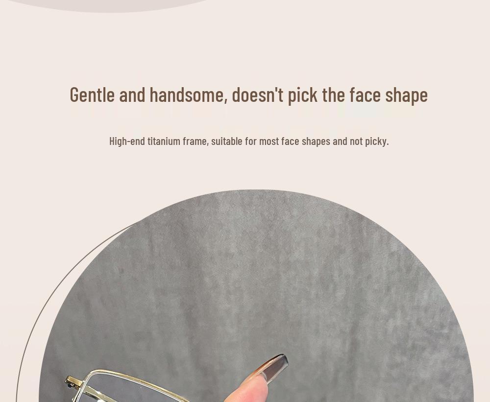 Men's Large Face Retro Square Semi-Rimless Pure Titanium Eyeglasses 88207 – High-Quality Prescription Frames