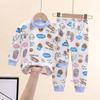 Winter Kids Long Sleeve O Neck T Shirt Pants Set Casual Baggy 2pcs Suit Cotton Cartoon Printes Outfit