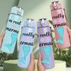1PC I Am Really A Mermaid Quote 750ml Color Plastic Sports Water Bottle Leakproof Flip Straw Lid Suitable for Sports Office Home Use