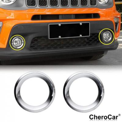 2x Cache Décoratif Anneau de Phare Antibrouillard Avant pour Jeep Renegade 19-22 Chrome