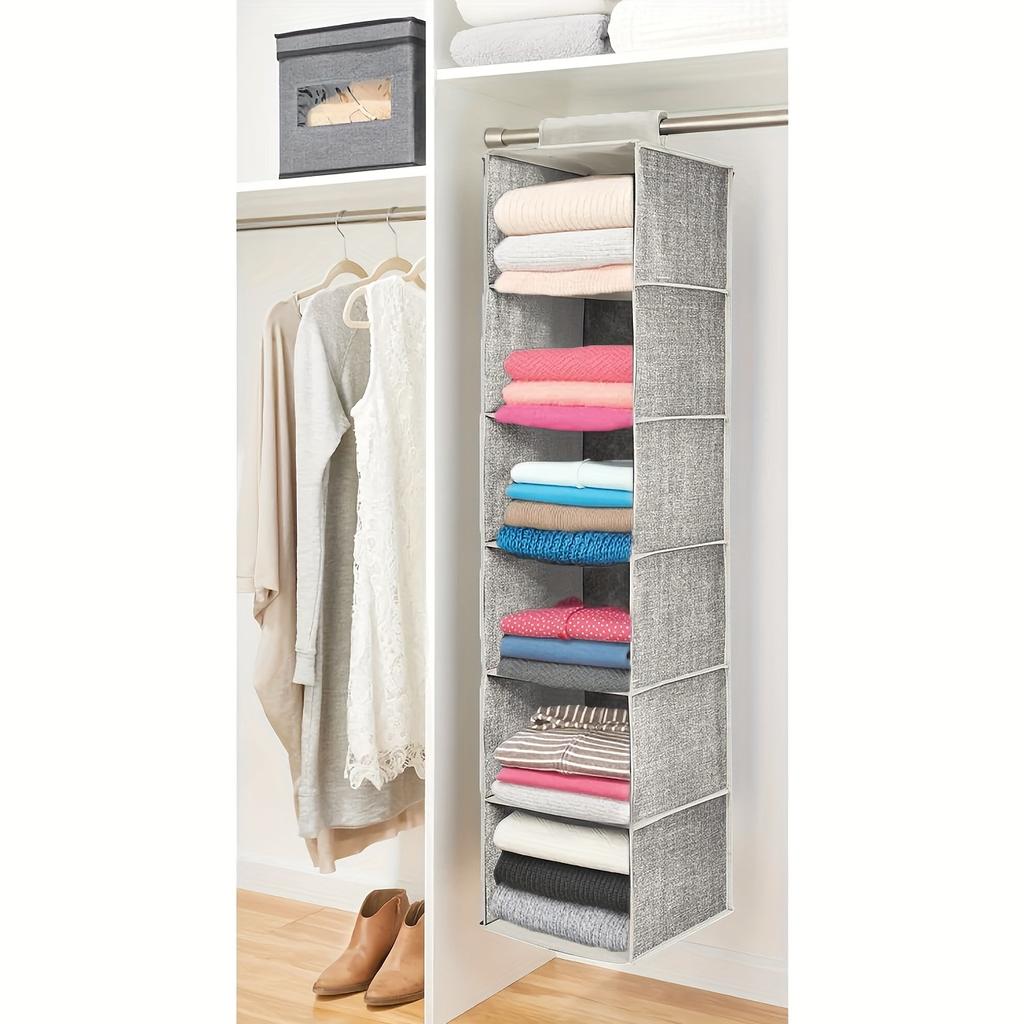 1pc Fabric Hanging Storage Rack - 6-layer Storage Bag, Non-installation Household Storage Organizer Bag, Large Capacity Hanging Organizer For Closet