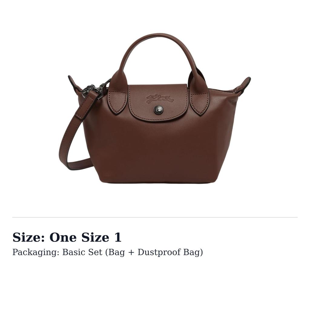 Longchamp Le Pliage Xtra Cow Leather Shoulder Bag, Crossbody Bag, Handbag Mini Women's Mocha 1500987002