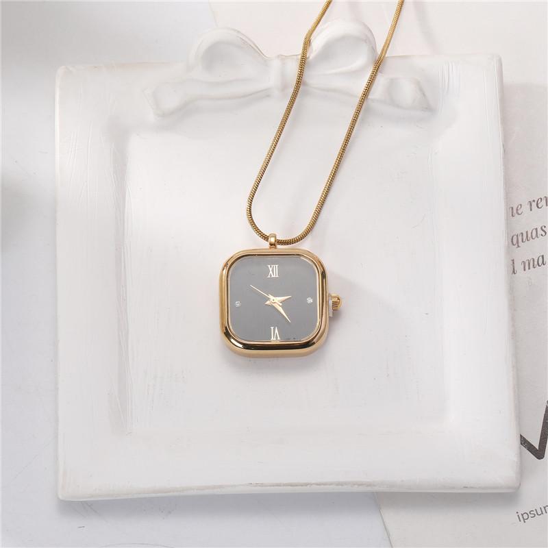 Versatile Square Water Droplet Shape Watch Necklace Fashion Women's High Quality Stainless Steel Pendant Watch Necklace Jewelry