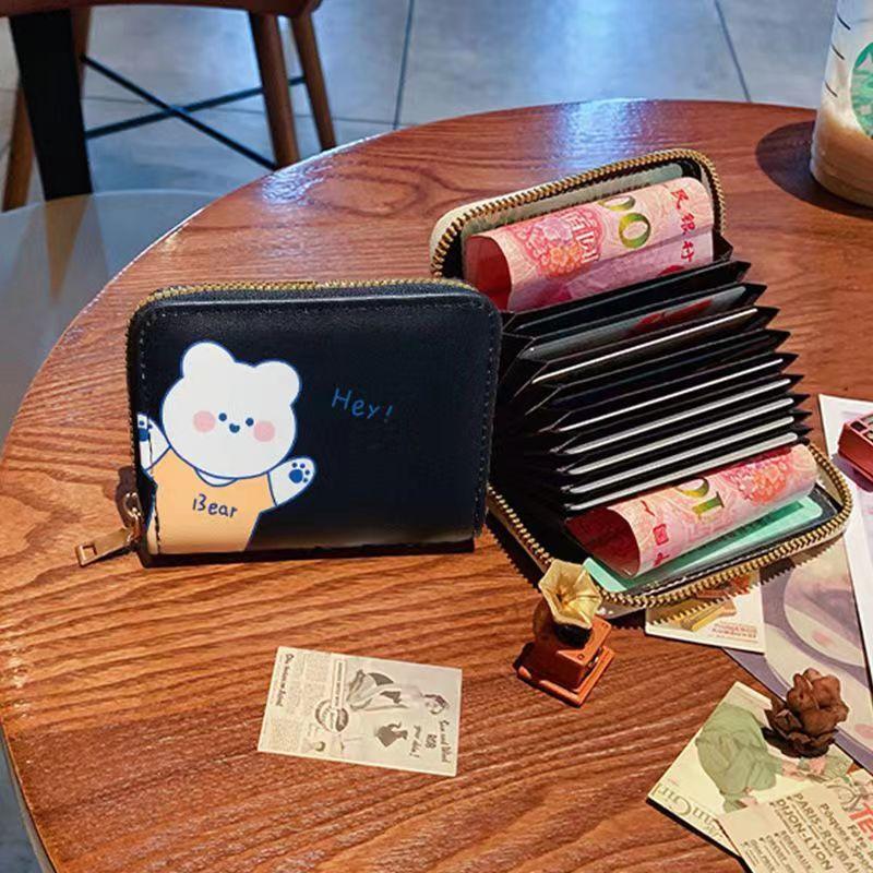 Sac à cartes PU fermeture éclair porte-cartes dessin animé sacs à certificats porte-cartes portefeuille femmes