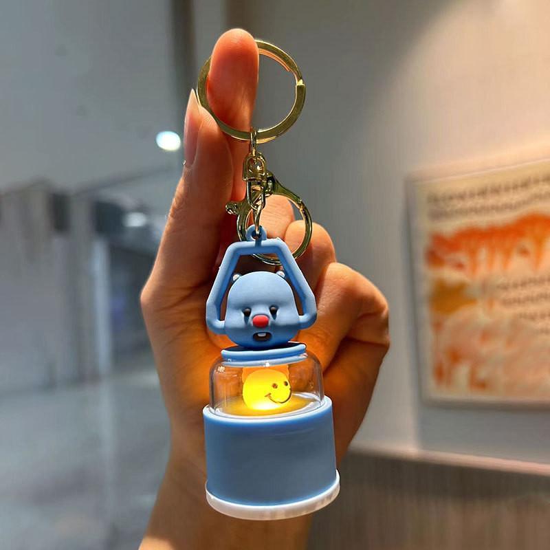 Adorable Beaver Night Light Keychain Cartoon Silicone Keyring Cute Gift Accessory