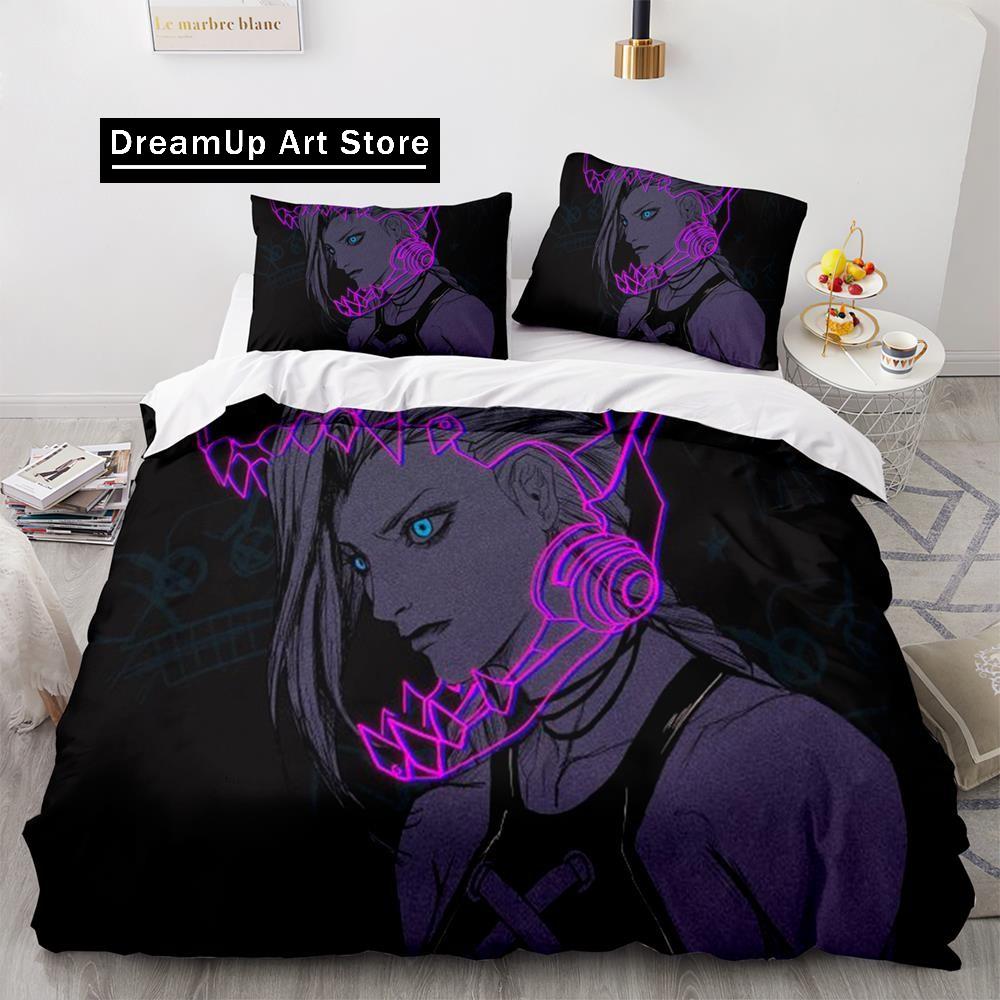 Arcane Anime Hra Jinx Ložní prádlo Sada Roztomilý povlak na prošívanou deku Povlečení s polštářem Twin Single Queen King Size Chlapci Dospělí