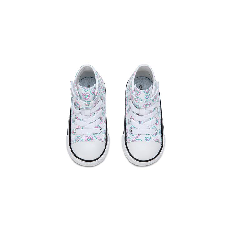 Converse Chuck Taylor All Star EasyOn High TD Hearts Baby Sneakers White Oops-Pink A08379C