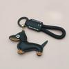 Custom Number Sausage Dog Leather Keychain Pendant Personalized Cartoon Keyring with Braid Rope Bag Car Key Ring