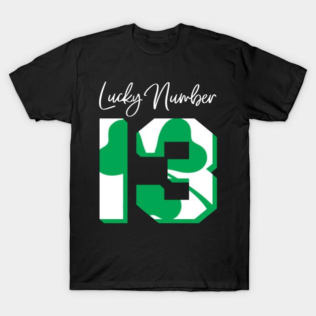 T life Heren Zwart Print T-shirt 'Lucky Number 13' Geweldig Geluksgetal Cadeau Geen-Knip Transferpapier Print Katoenen T-shirt XL zwart