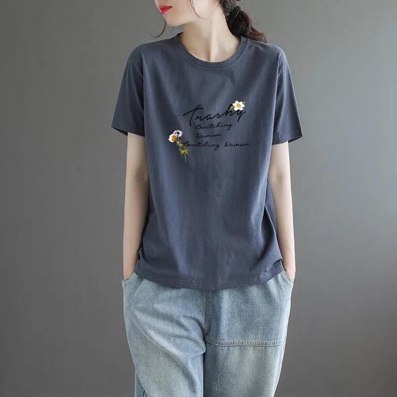 2025 Korean Style Women's Loose Letter Print Slimming T-Shirt