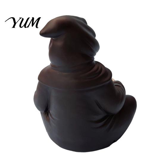 Gaming Room Decoration Faux Crystal Ball Grim Reaper Statue, Gothic Resin Black Robed Skull Statue Sculpture with Glowing Clear Ball, Mysterious